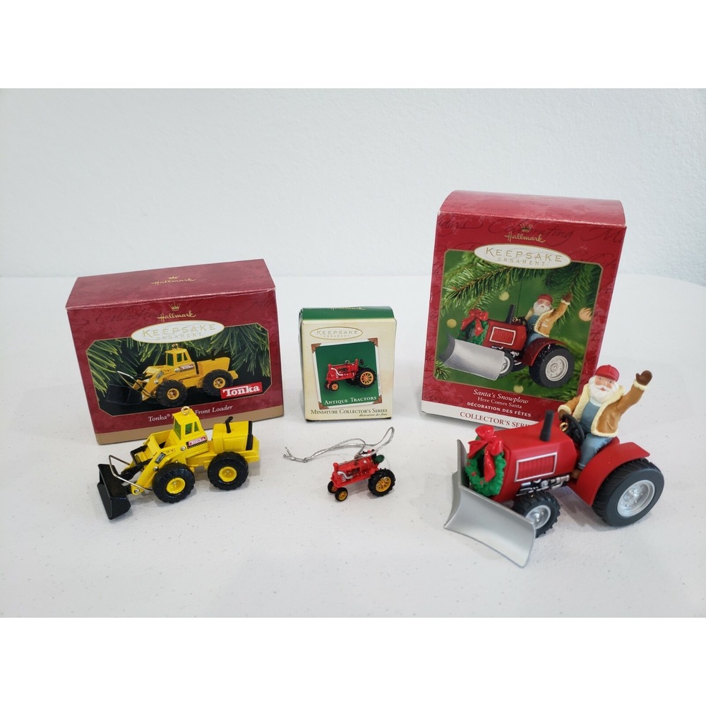 Hallmark Keepsake Ornament 3 Tonka Front Loader Truck Santa's snowplow antique